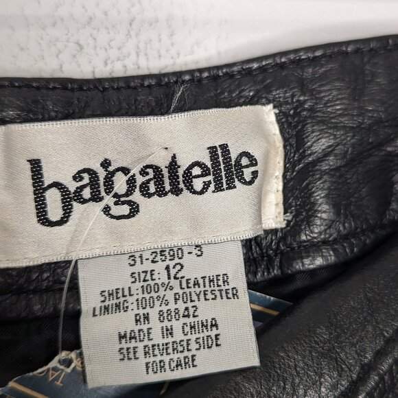 Bagatelle Vintage 90s Black Leather Pants Relaxed Fit High Waist Size 12 - Picture 3 of 9